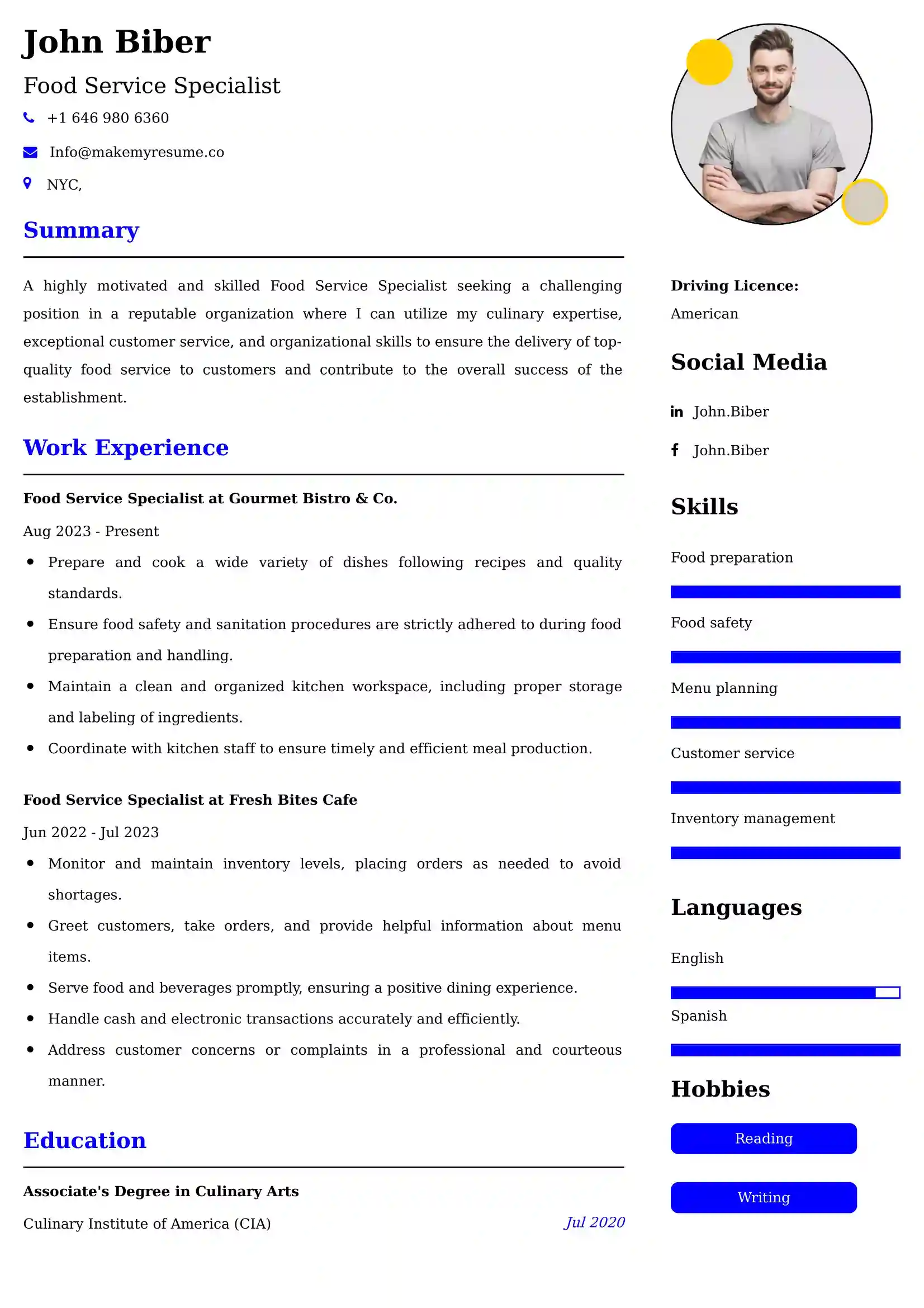 60+ Professional Culinary Resume Examples, Latest Format