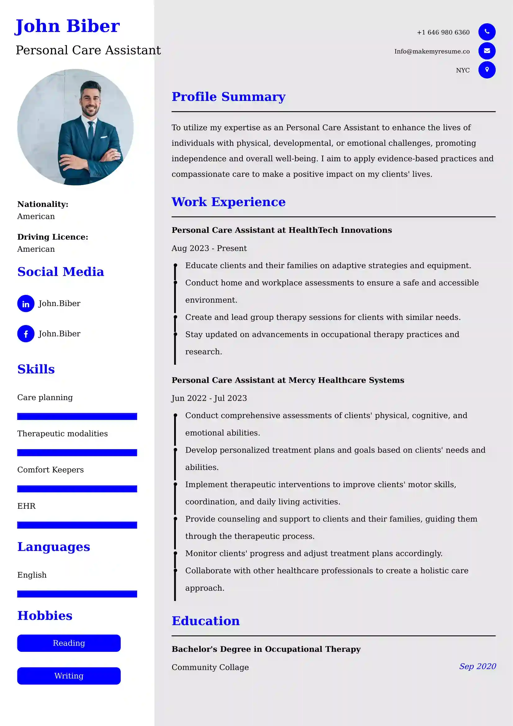 Best Personal Support Worker Resume Examples for UK
