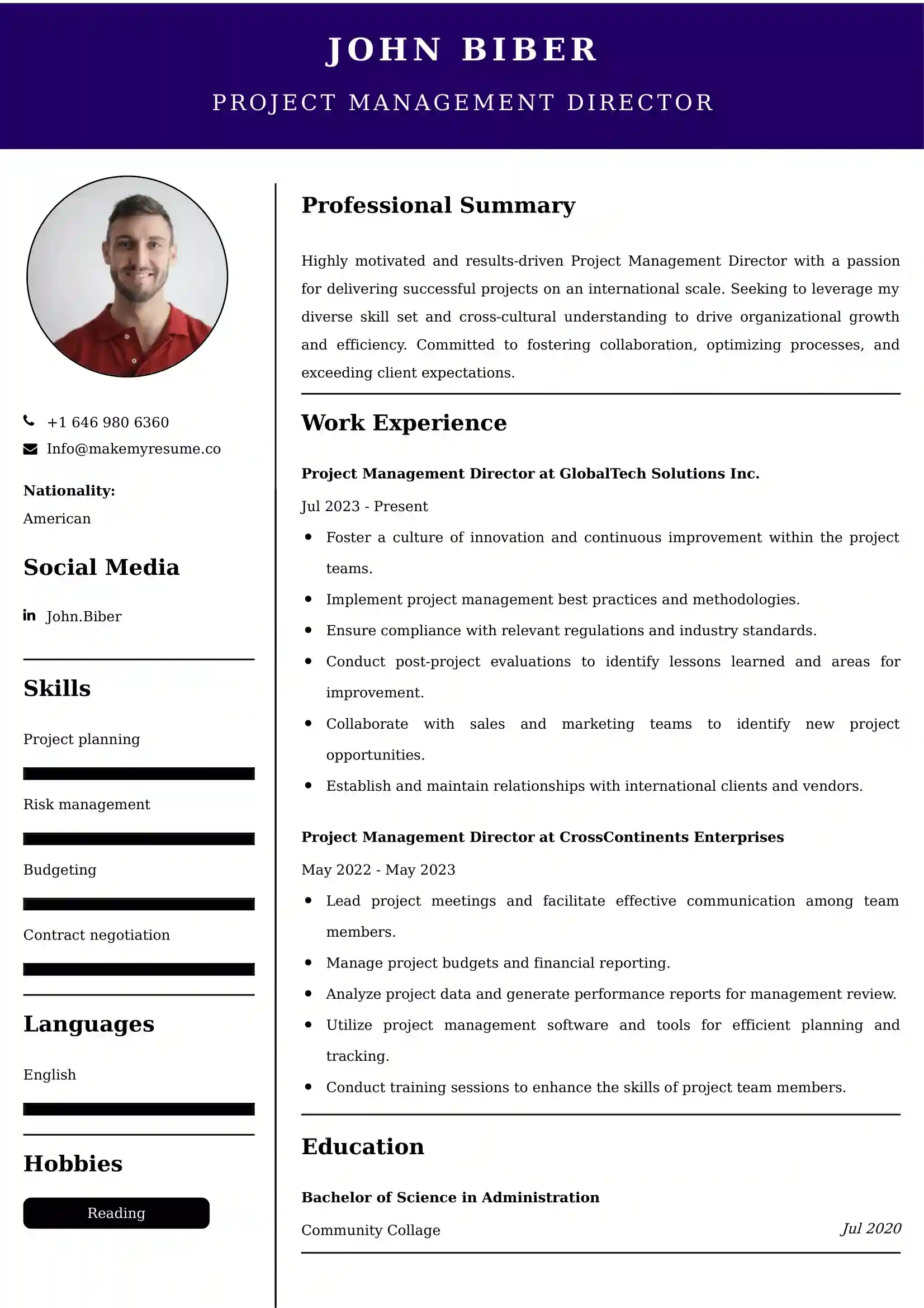 Best Technical Project Manager Resume Examples for UK