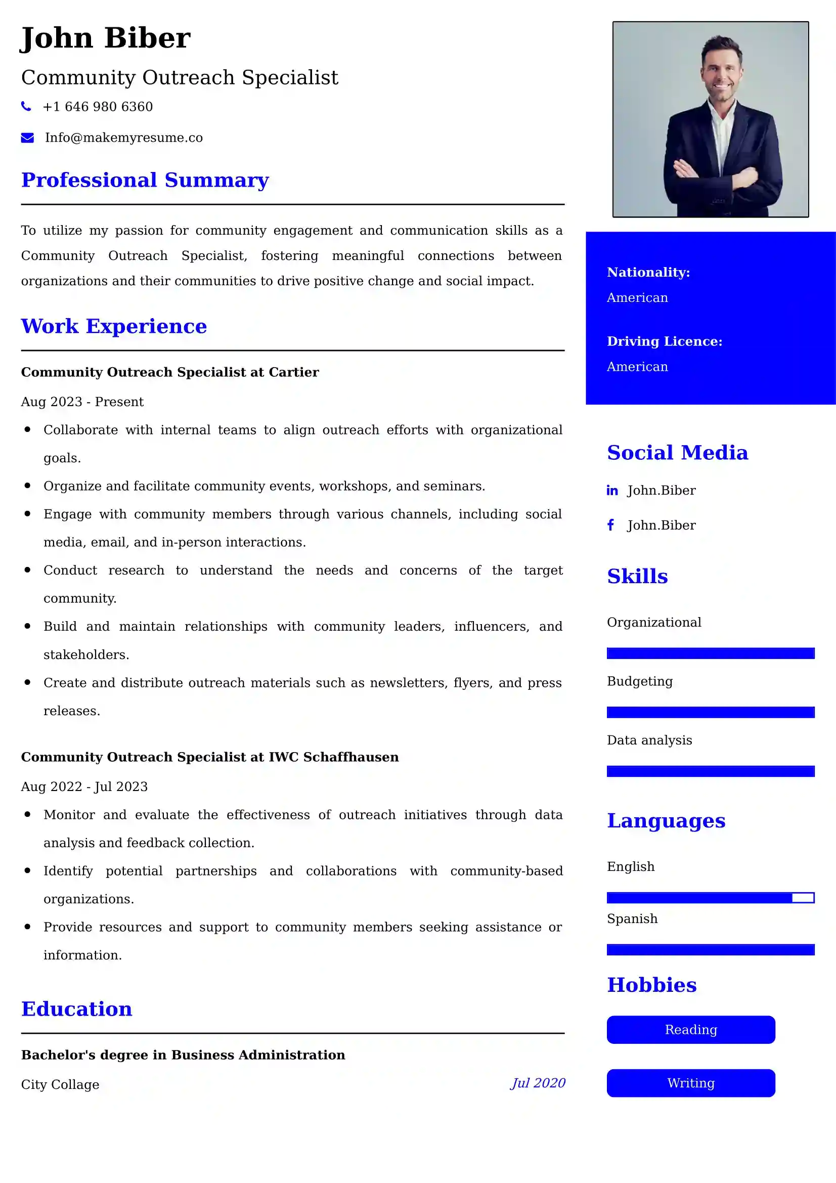 Best Community Outreach Specialist Resume Examples for UK