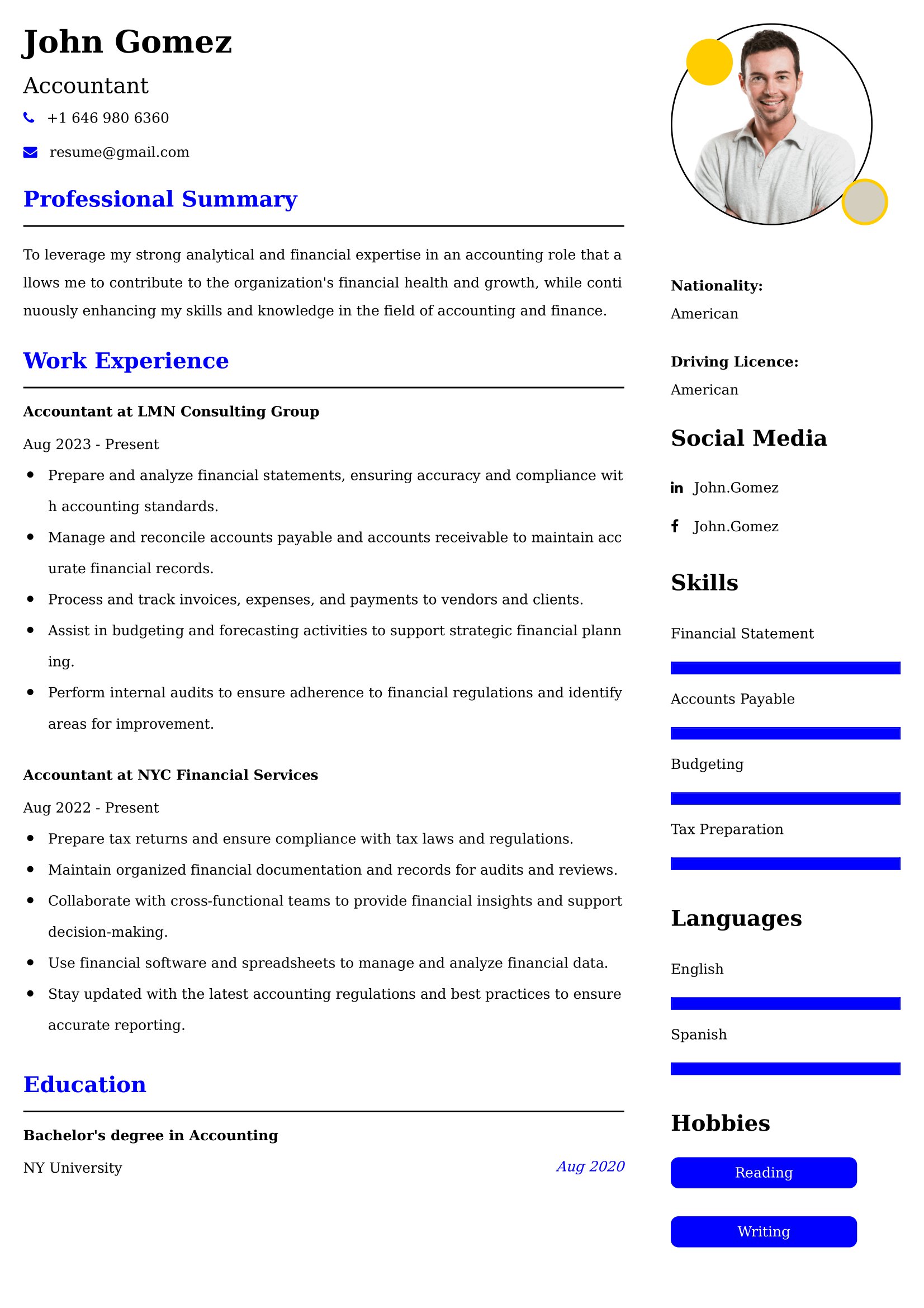 Best Accountant Resume Examples for UK