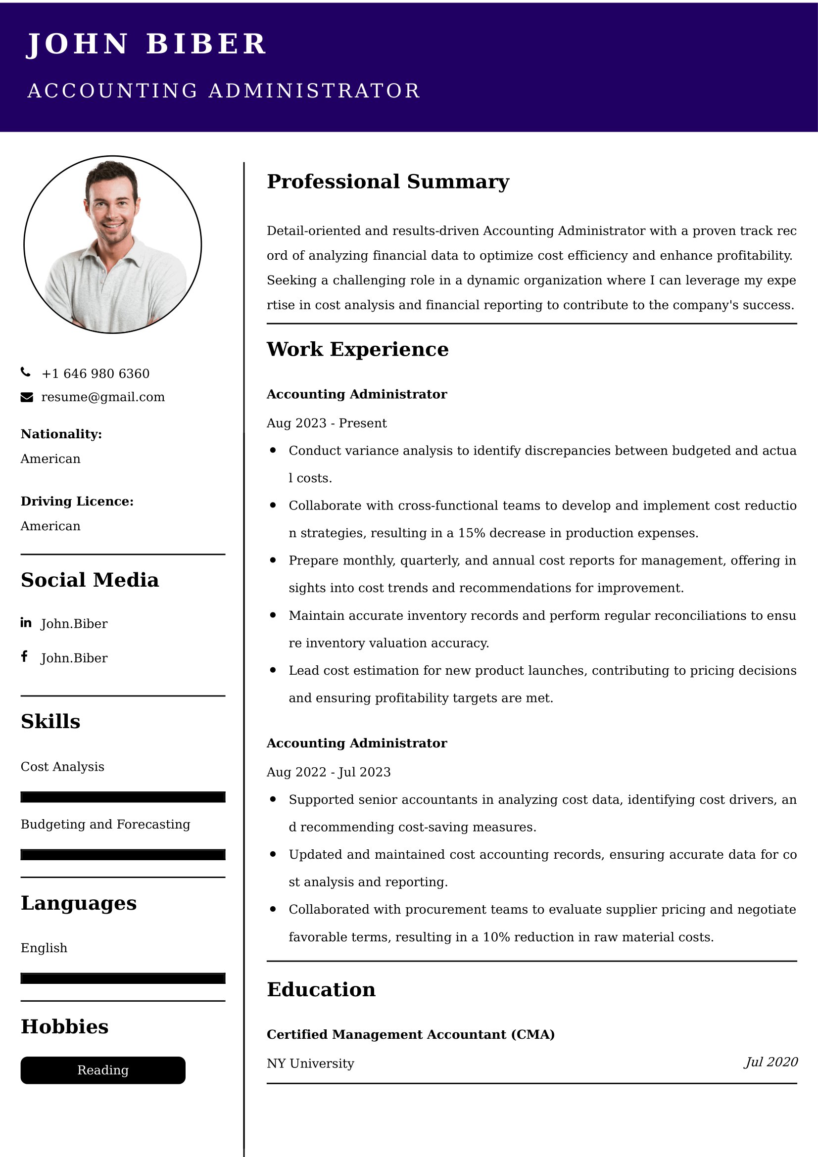Best Accounting Manager Resume Examples for UK