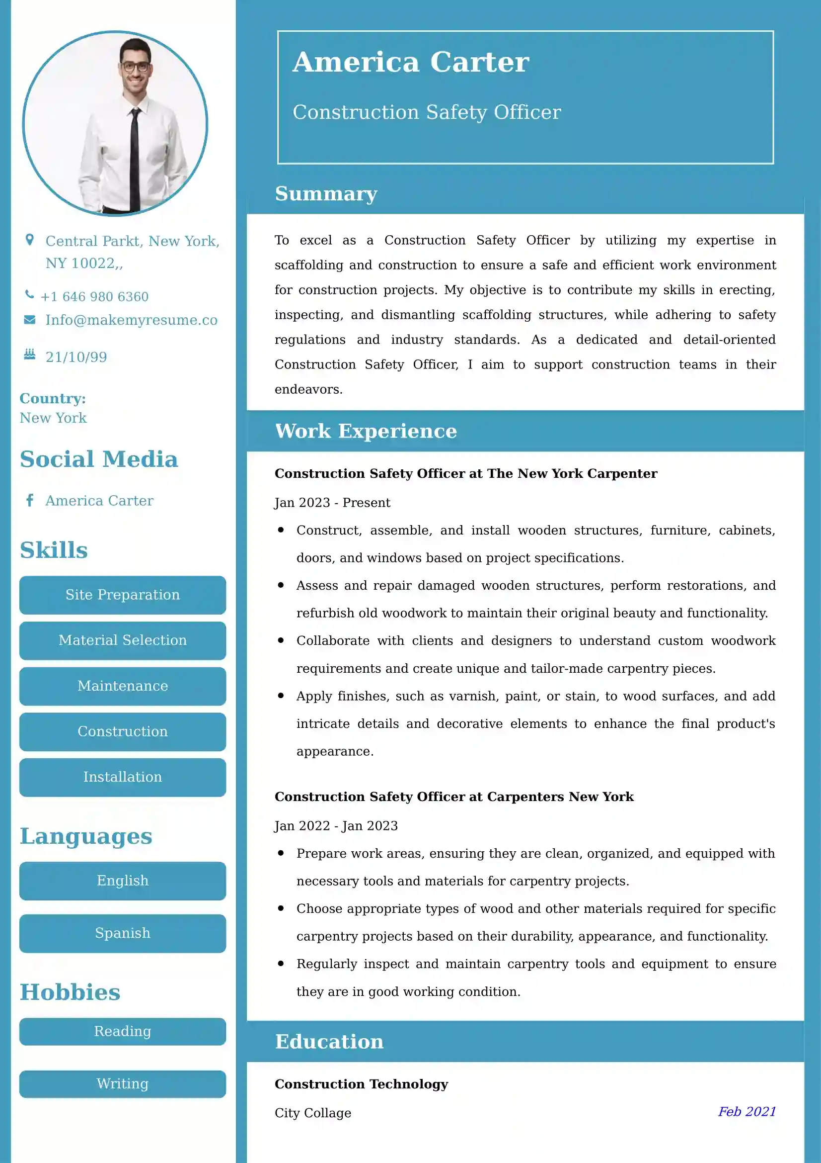 Best Construction Worker Resume Examples for UK