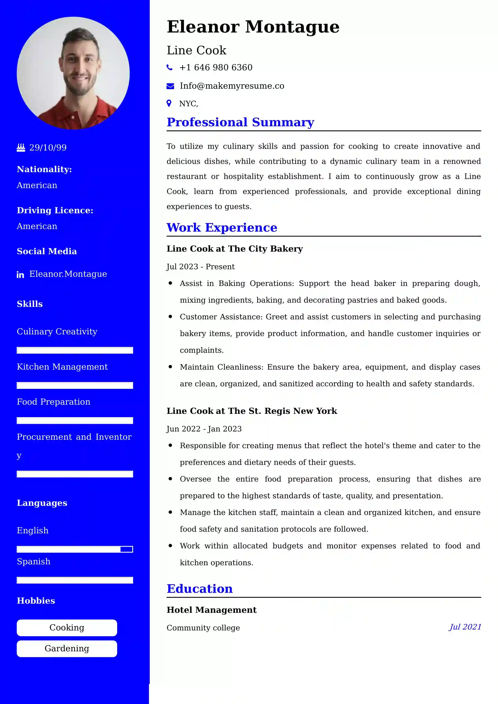 Best Personal Chef Resume Examples for UK