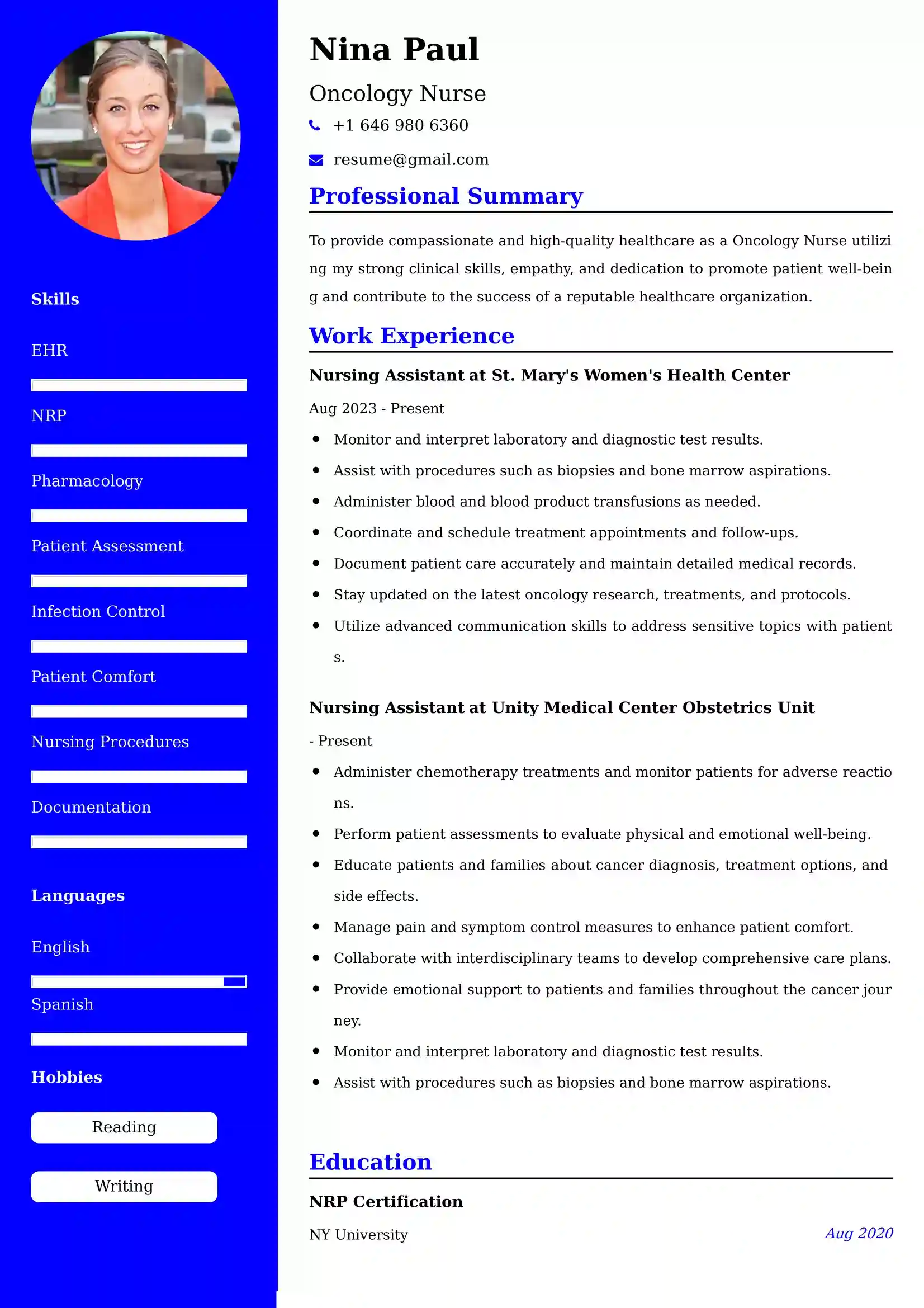 Best Oncology Nurse Resume Examples for UK