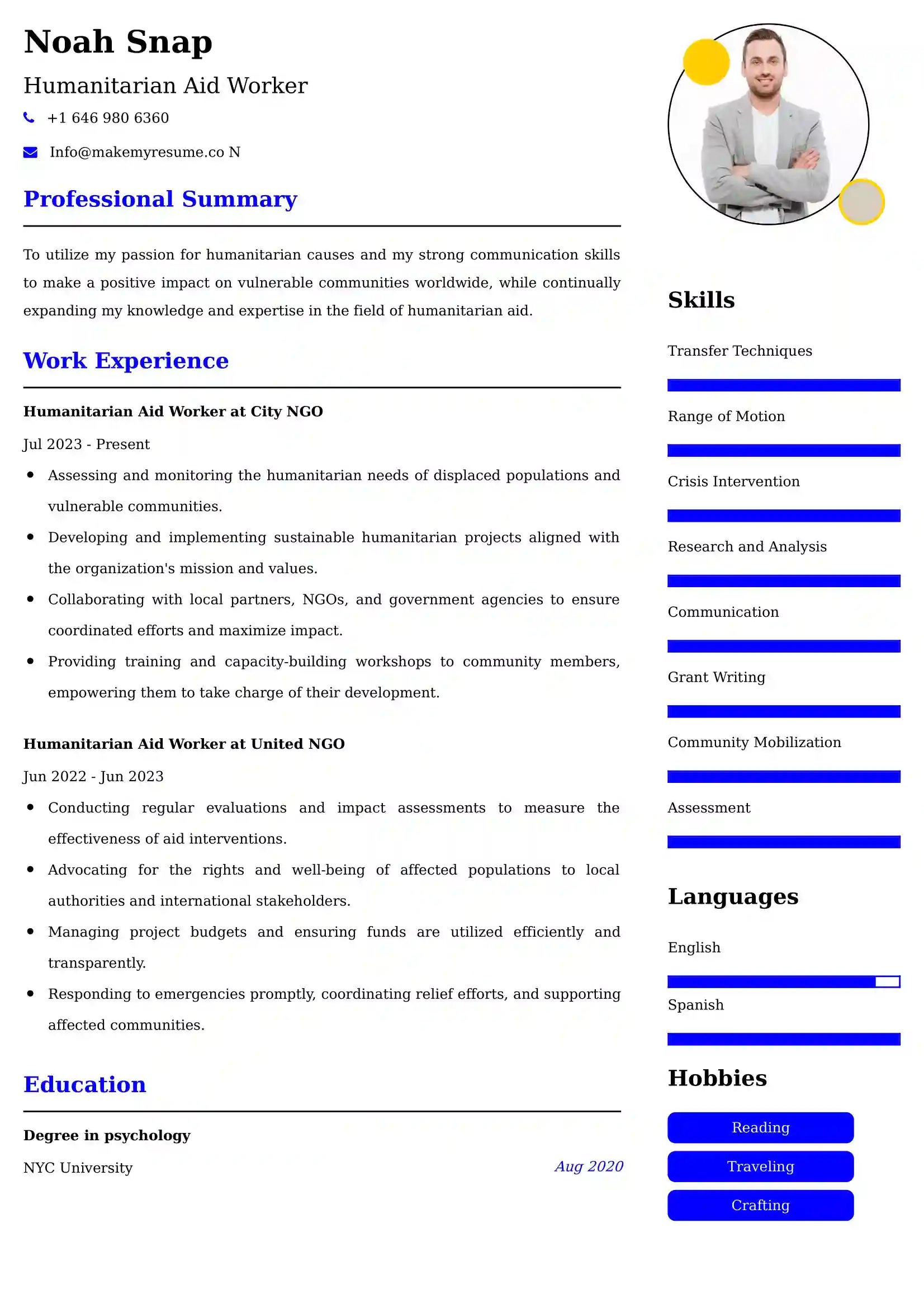 Best Humanitarian Aid Worker Resume Examples for UK