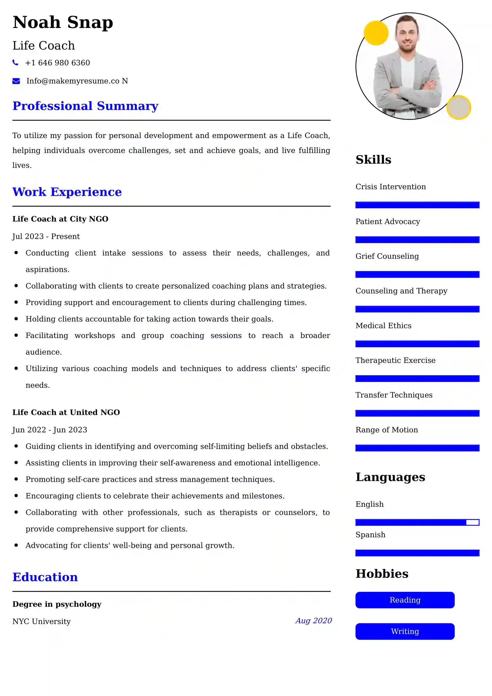 Best Life Coach Resume Examples for UK