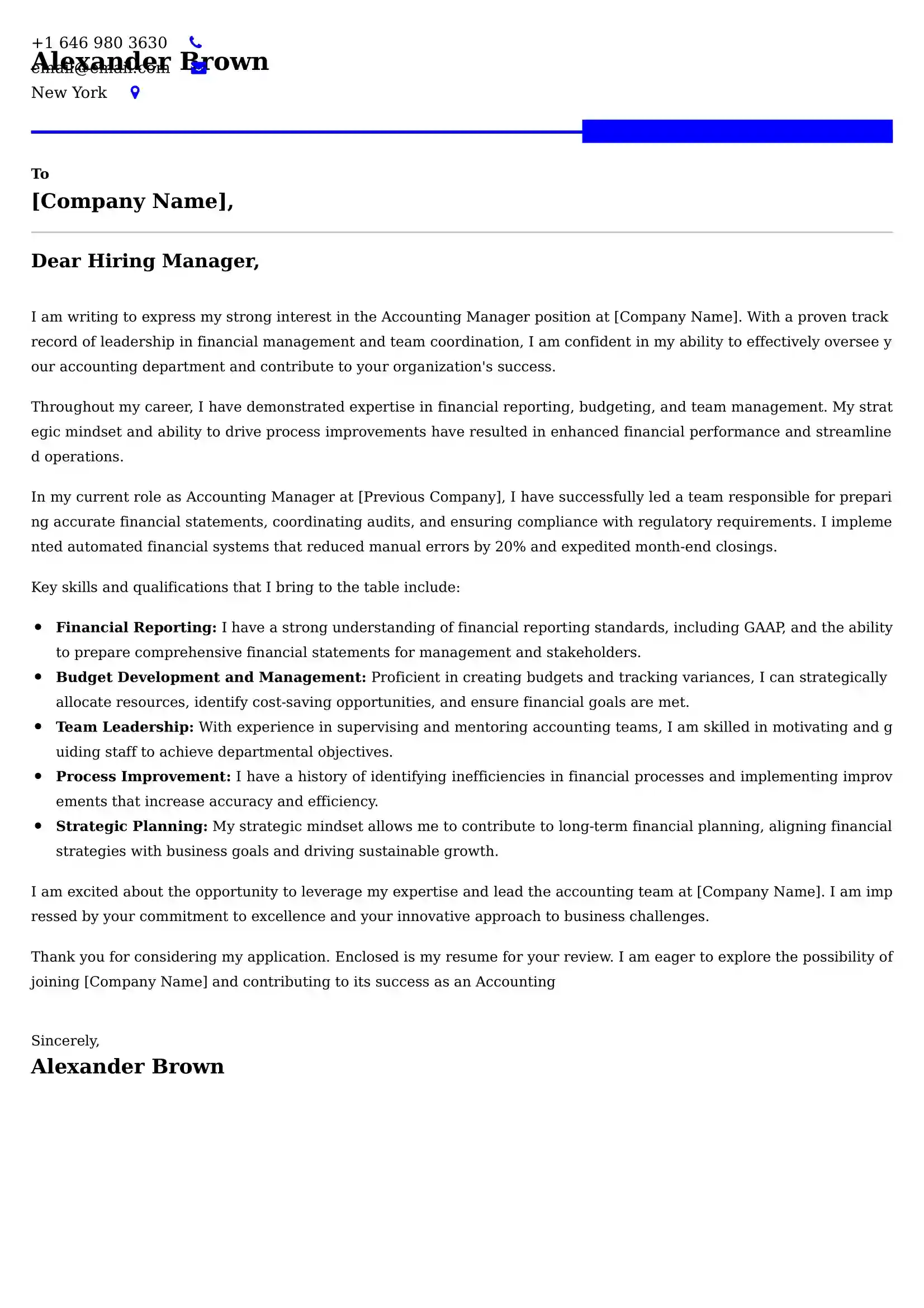 Accounting Manager Cover Letter Examples UK - Tips and Guide