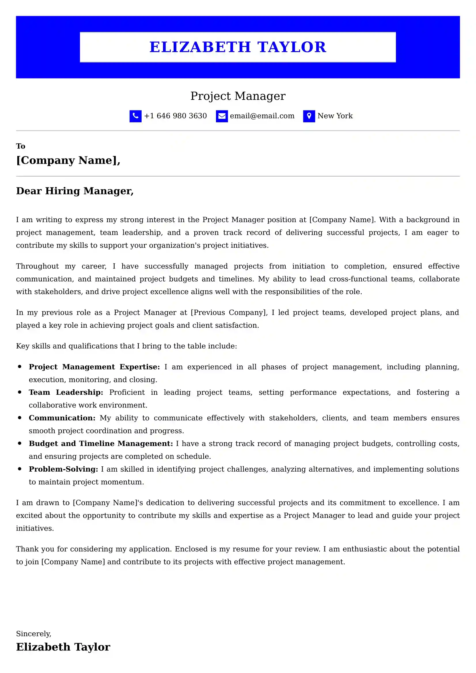 Project Manager Cover Letter Examples UK - Tips and Guide